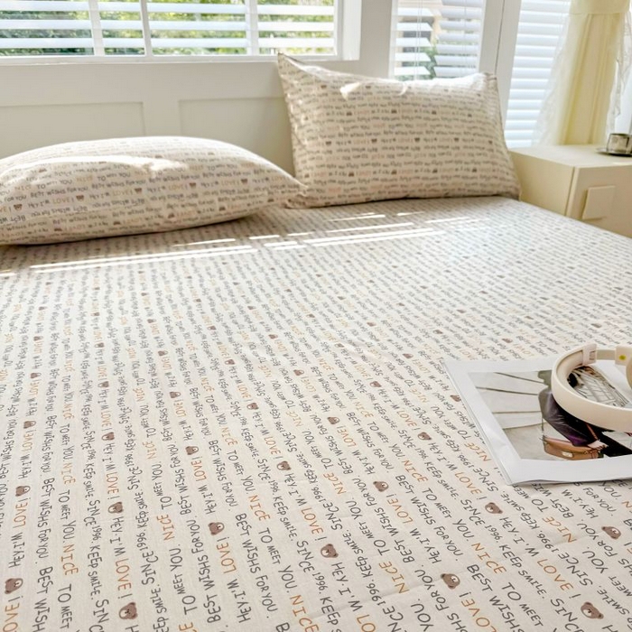 91家纺网 家纺一手货源 找家纺 柠馨 2025新款亲肤舒适全棉印花床单床笠 薇薇熊-床笠