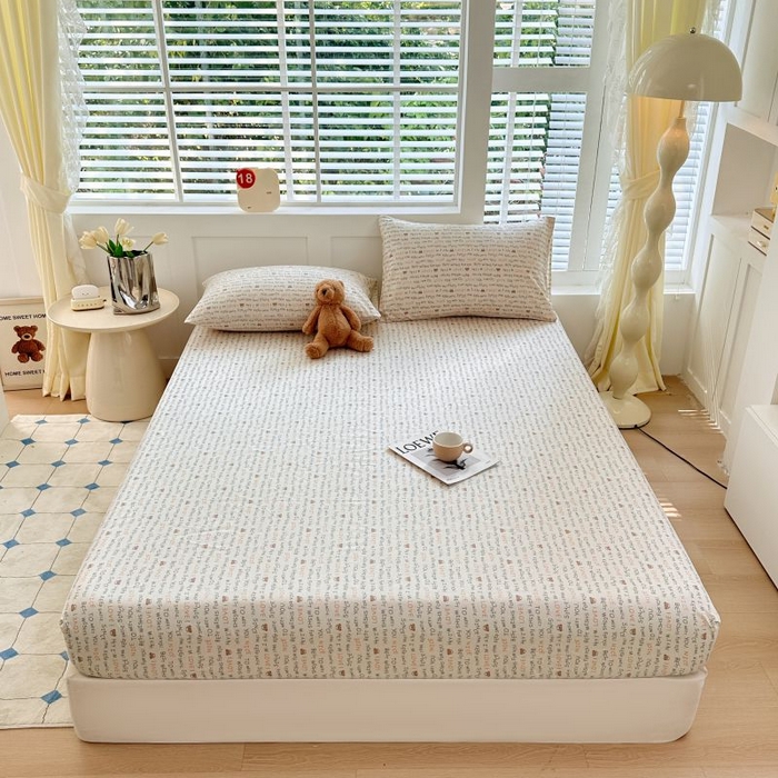 91家纺网 家纺一手货源 找家纺 柠馨 2025新款亲肤舒适全棉印花床单床笠 薇薇熊-床笠