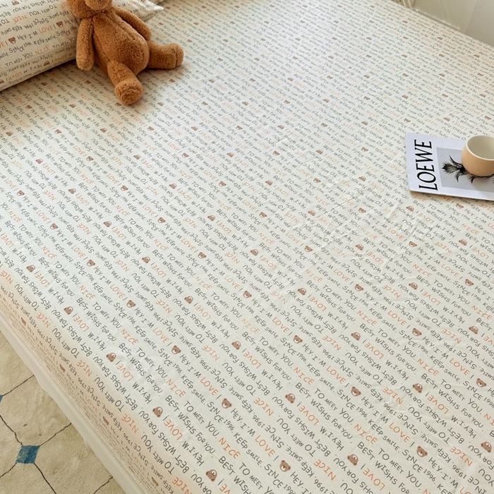 91家纺网 家纺一手货源 找家纺 柠馨 2025新款亲肤舒适全棉印花床单床笠 薇薇熊-床笠