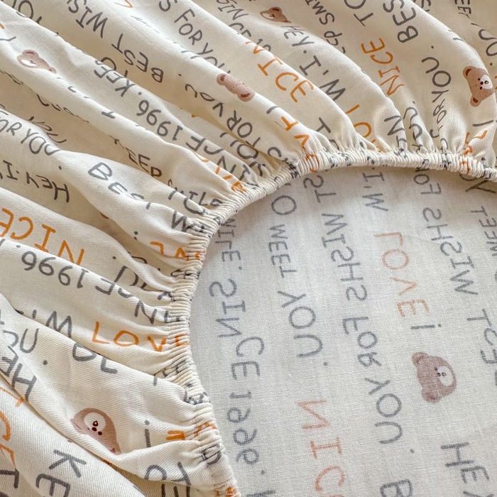 91家纺网 家纺一手货源 找家纺 柠馨 2025新款亲肤舒适全棉印花床单床笠 薇薇熊-床笠