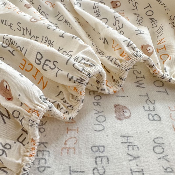 91家纺网 家纺一手货源 找家纺 柠馨 2025新款亲肤舒适全棉印花床单床笠 薇薇熊-床笠