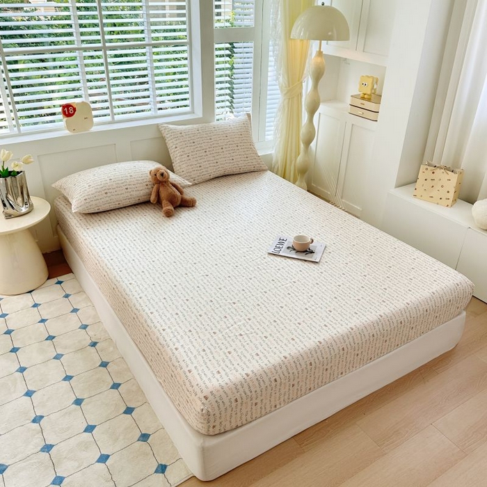 91家纺网 家纺一手货源 找家纺 柠馨 2025新款亲肤舒适全棉印花床单床笠 薇薇熊-床笠