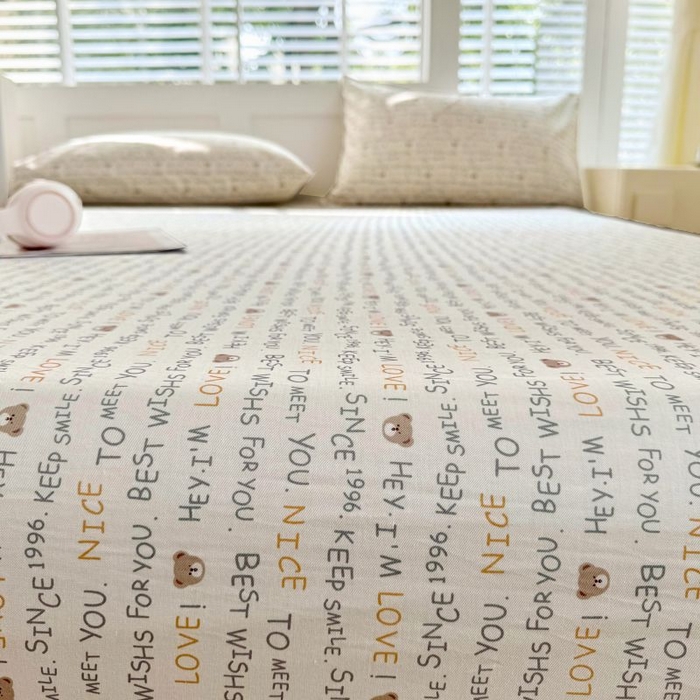 91家纺网 家纺一手货源 找家纺 柠馨 2025新款亲肤舒适全棉印花床单床笠 薇薇熊-床笠