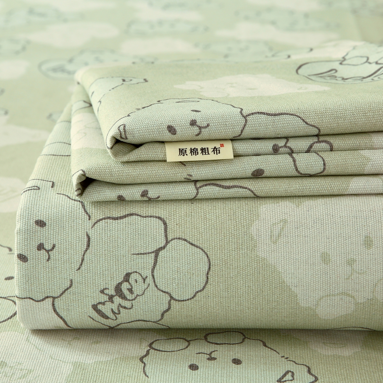 爱彼家纺 2025夏季古艺原棉老粗布床单三件套凉席-系列五 睡小熊