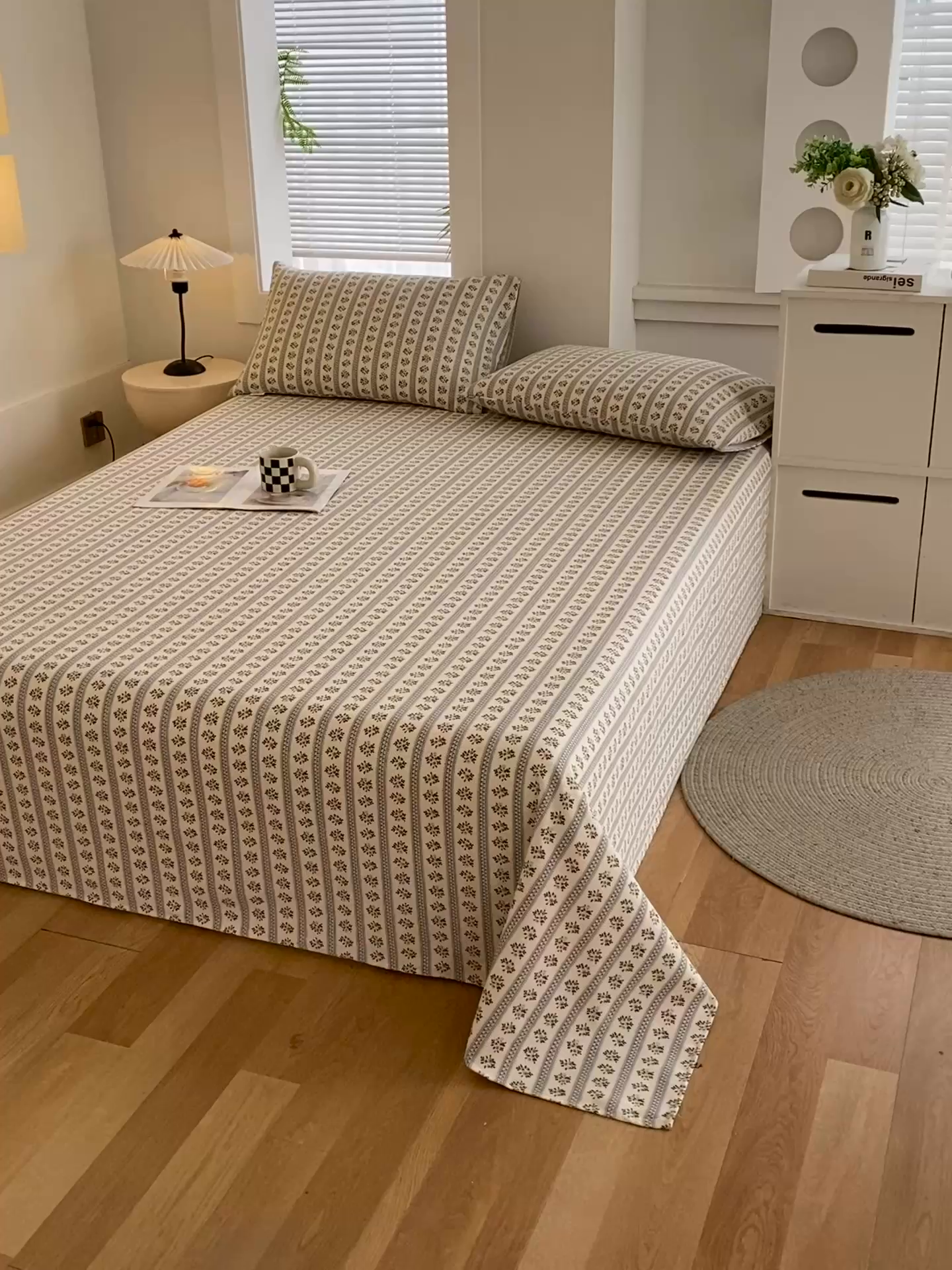 91家纺网 家纺一手货源 找家纺 爱彼家纺 2025夏季古艺原棉老粗布床单三件套凉席-系列五 陌微