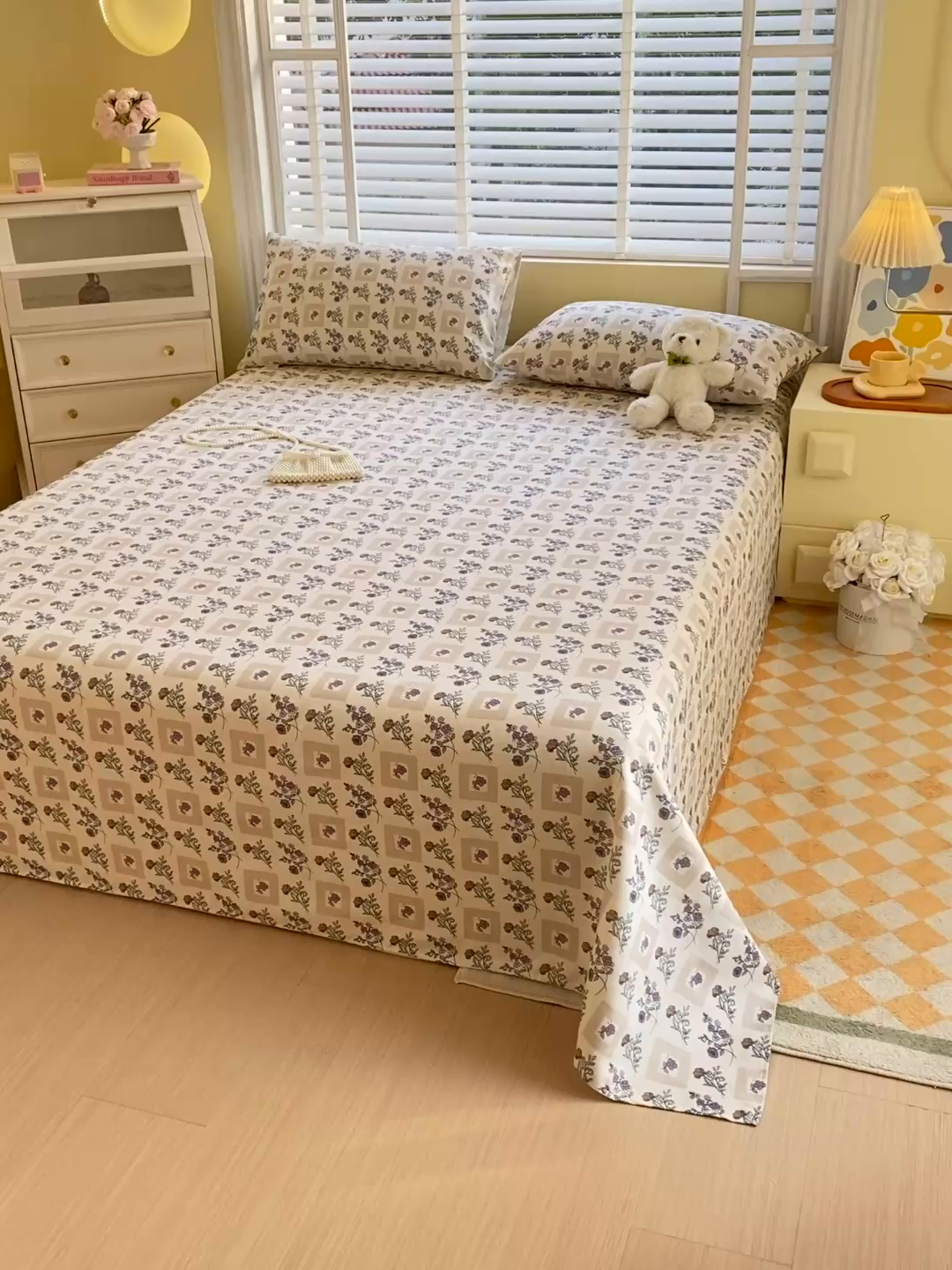 91家纺网 家纺一手货源 找家纺 爱彼家纺 2025夏季古艺原棉老粗布床单三件套凉席-系列五 半蕾