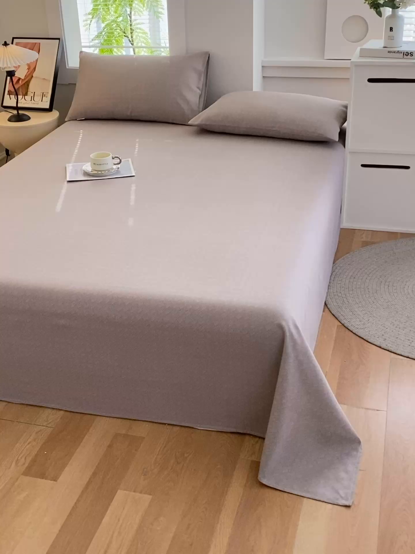 91家纺网 家纺一手货源 找家纺 爱彼家纺 2025夏季古艺原棉老粗布床单三件套凉席-系列五 卡其