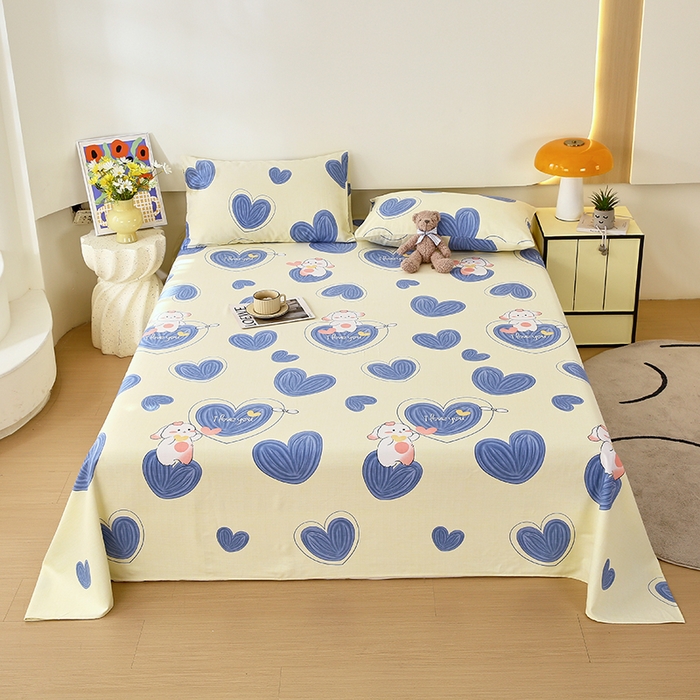 91家纺网 家纺一手货源 找家纺 爱彼家纺 2025夏季新款华夫格全棉纯棉老粗床单凉席席子-系列五 华夫格-蓝心兔