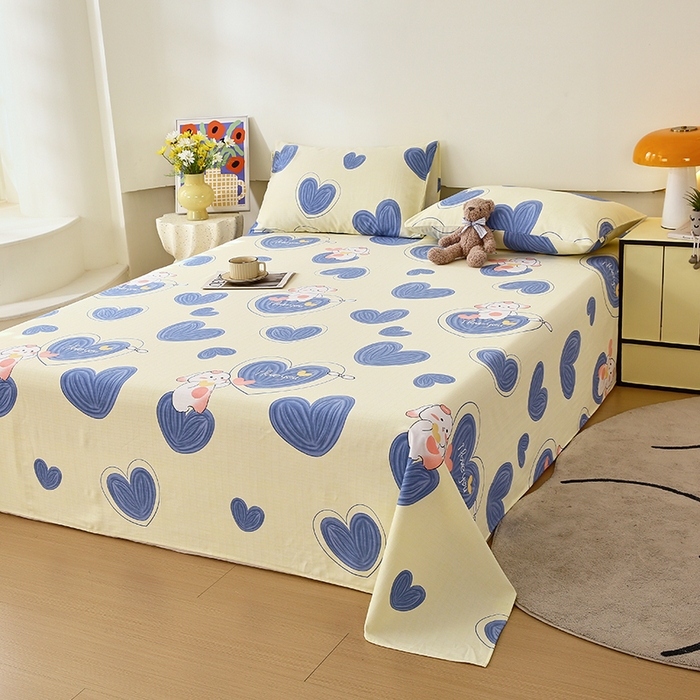 91家纺网 家纺一手货源 找家纺 爱彼家纺 2025夏季新款华夫格全棉纯棉老粗床单凉席席子-系列五 华夫格-蓝心兔