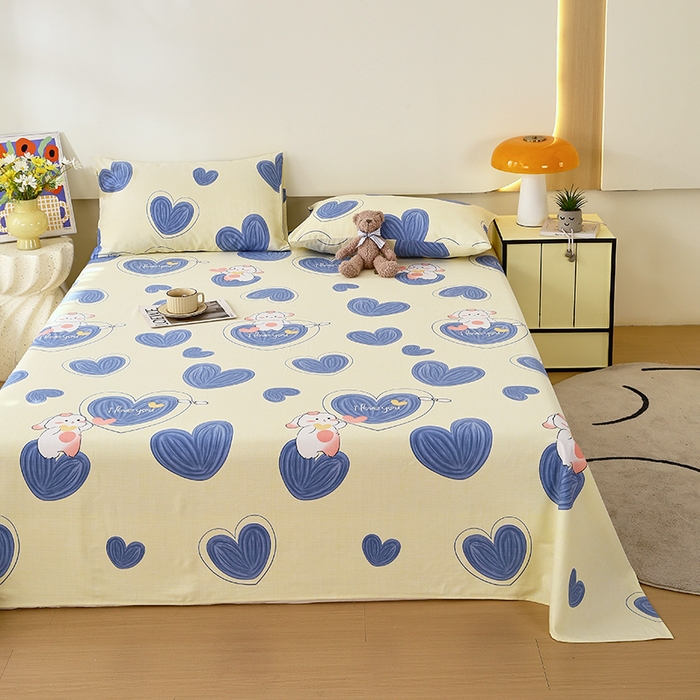 91家纺网 家纺一手货源 找家纺 爱彼家纺 2025夏季新款华夫格全棉纯棉老粗床单凉席席子-系列五 华夫格-蓝心兔