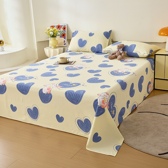 91家纺网 家纺一手货源 找家纺 爱彼家纺 2025夏季新款华夫格全棉纯棉老粗床单凉席席子-系列五 华夫格-蓝心兔