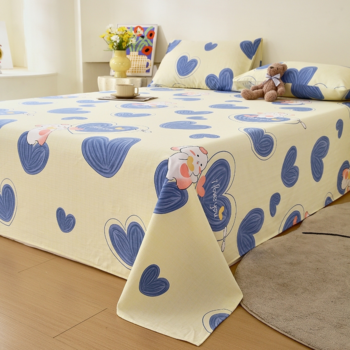 91家纺网 家纺一手货源 找家纺 爱彼家纺 2025夏季新款华夫格全棉纯棉老粗床单凉席席子-系列五 华夫格-蓝心兔