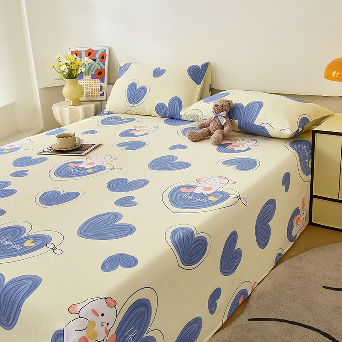 91家纺网 家纺一手货源 找家纺 爱彼家纺 2025夏季新款华夫格全棉纯棉老粗床单凉席席子-系列五 华夫格-蓝心兔