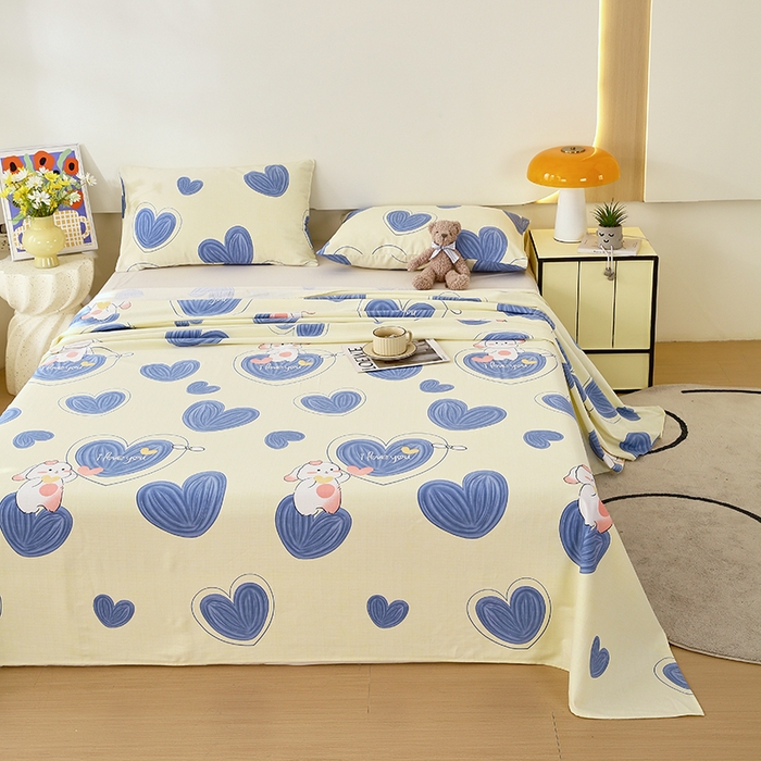 91家纺网 家纺一手货源 找家纺 爱彼家纺 2025夏季新款华夫格全棉纯棉老粗床单凉席席子-系列五 华夫格-蓝心兔