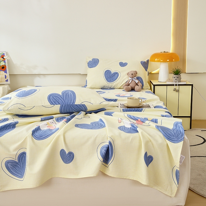 91家纺网 家纺一手货源 找家纺 爱彼家纺 2025夏季新款华夫格全棉纯棉老粗床单凉席席子-系列五 华夫格-蓝心兔