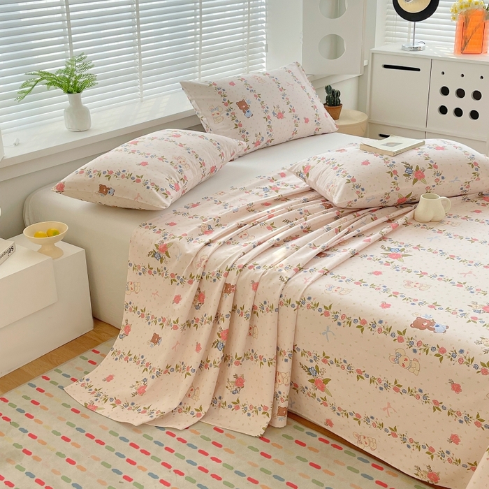 91家纺网 家纺一手货源 找家纺 爱彼家纺 2025夏季新款华夫格全棉纯棉老粗床单凉席席子-系列五 华夫格-蔷薇