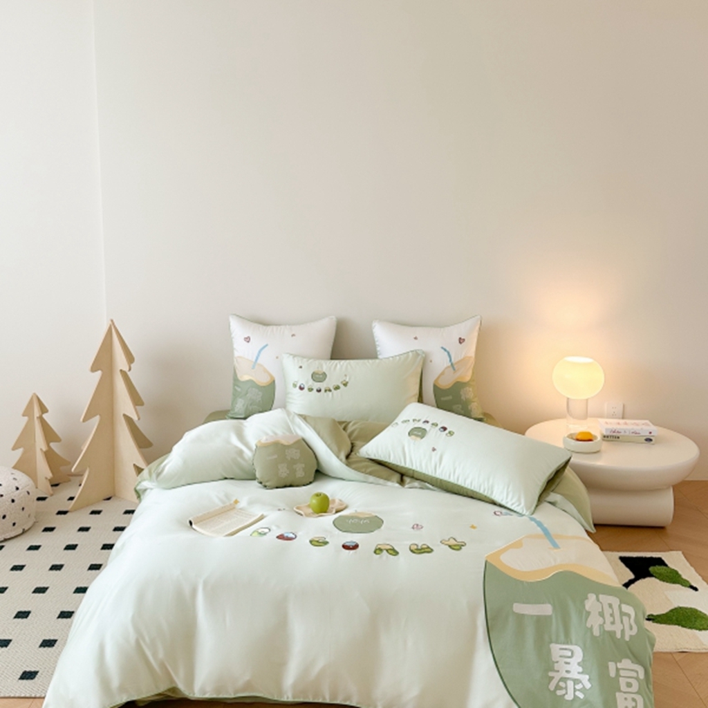 （总）西西家居 2025新款LF60支奥地利兰精天丝四件套-一椰暴富