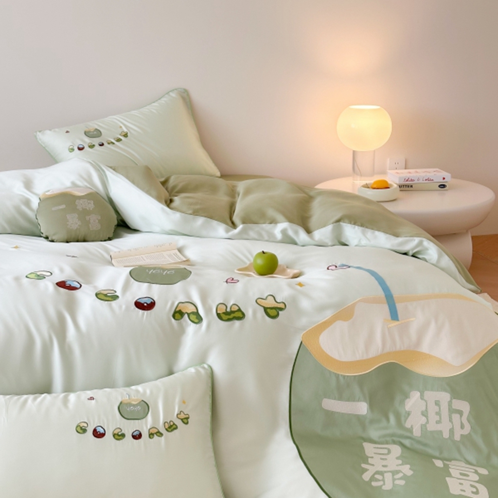 91家纺网 家纺一手货源 找家纺 （总）西西家居 2025新款LF60支奥地利兰精天丝四件套-一椰暴富