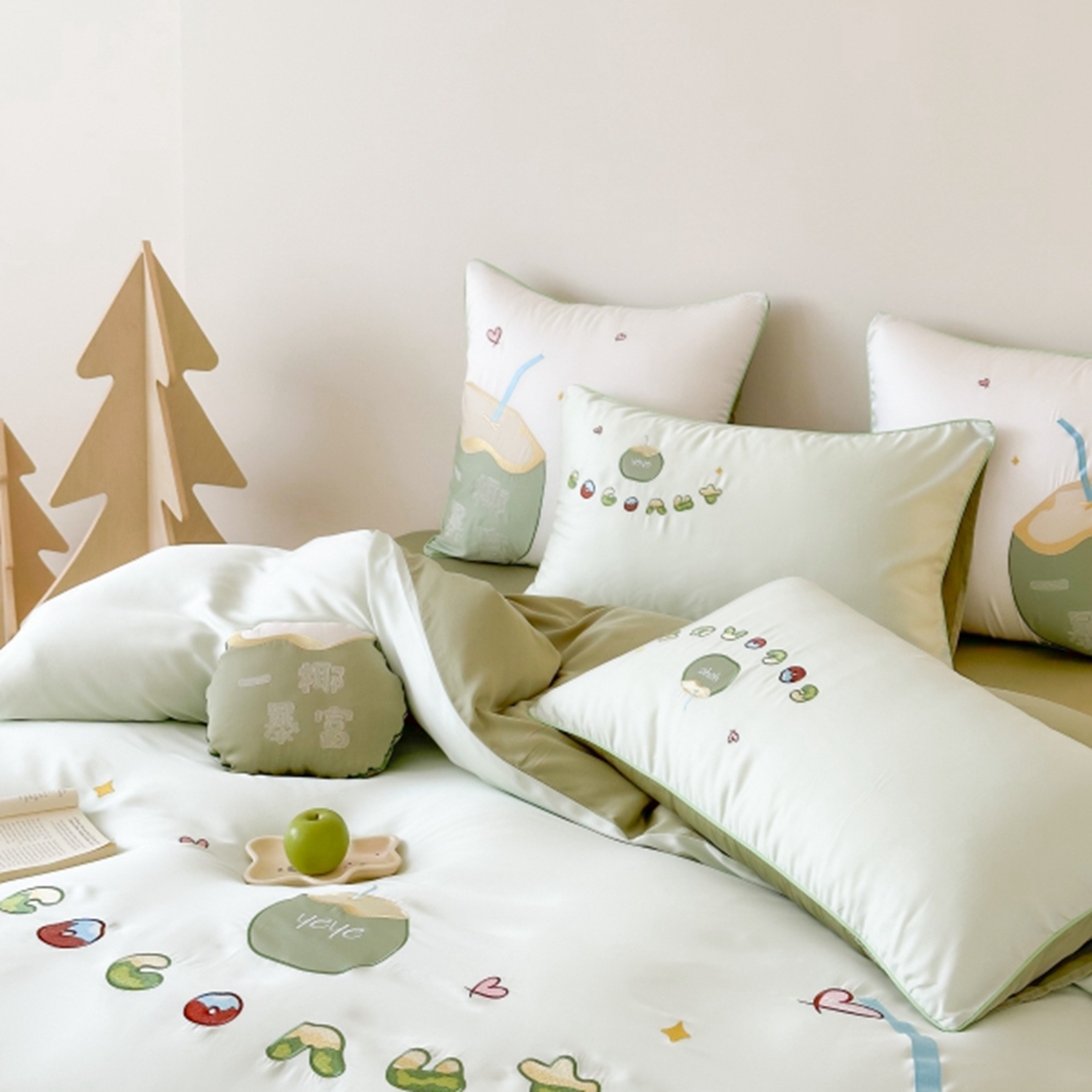 91家纺网 家纺一手货源 找家纺 （总）西西家居 2025新款LF60支奥地利兰精天丝四件套-一椰暴富