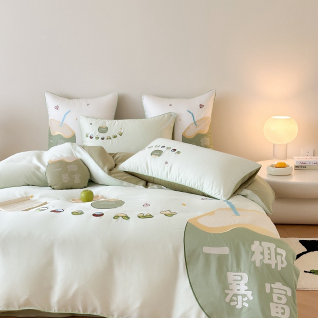 91家纺网 家纺一手货源 找家纺 （总）西西家居 2025新款LF60支奥地利兰精天丝四件套-一椰暴富