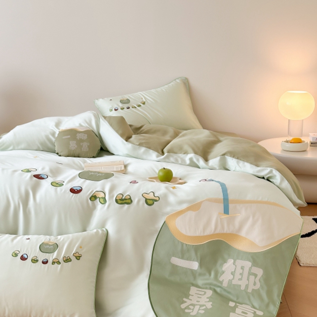 91家纺网 家纺一手货源 找家纺 （总）西西家居 2025新款LF60支奥地利兰精天丝四件套-一椰暴富