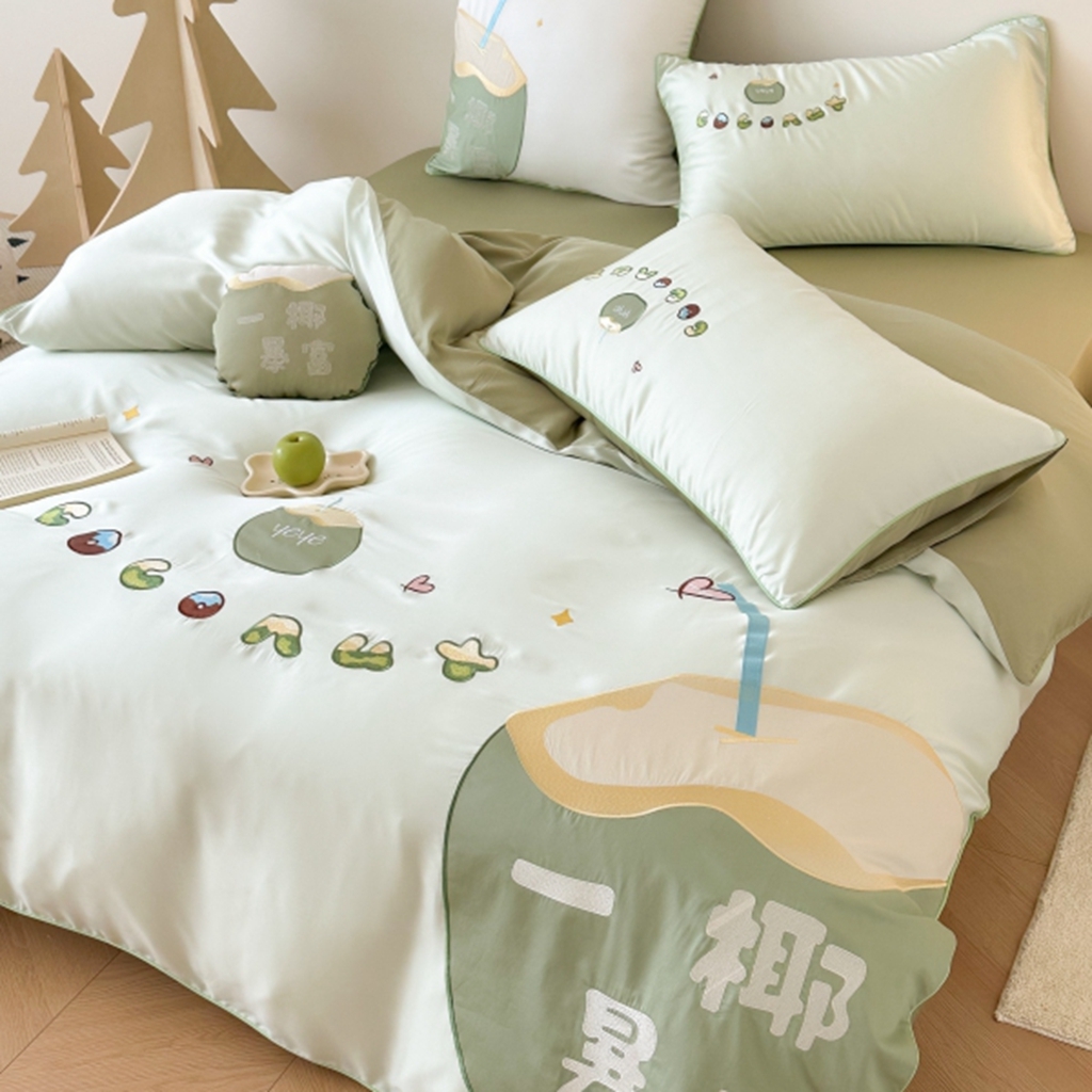 91家纺网 家纺一手货源 找家纺 （总）西西家居 2025新款LF60支奥地利兰精天丝四件套-一椰暴富