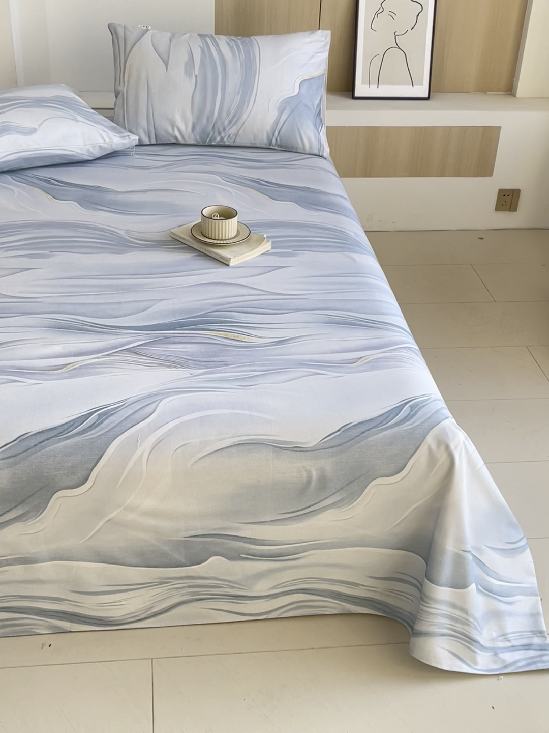 91家纺网 家纺一手货源 找家纺 爱彼家纺 2025夏季新款华夫格全棉纯棉老粗床单凉席席子-系列五 华夫格-水墨江南