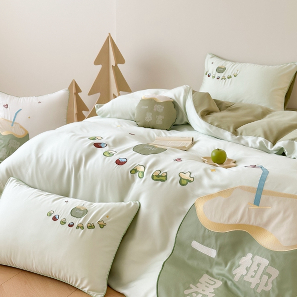 91家纺网 家纺一手货源 找家纺 （总）西西家居 2025新款LF60支奥地利兰精天丝四件套-一椰暴富