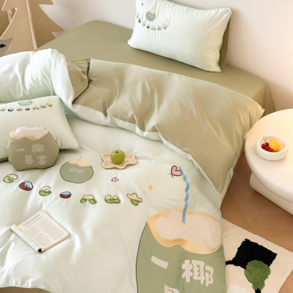 91家纺网 家纺一手货源 找家纺 （总）西西家居 2025新款LF60支奥地利兰精天丝四件套-一椰暴富