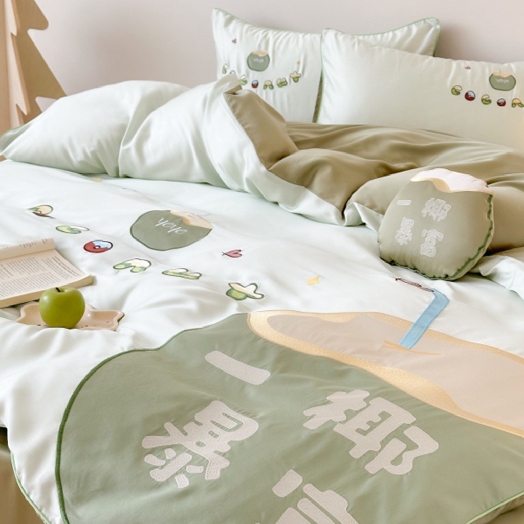 91家纺网 家纺一手货源 找家纺 （总）西西家居 2025新款LF60支奥地利兰精天丝四件套-一椰暴富