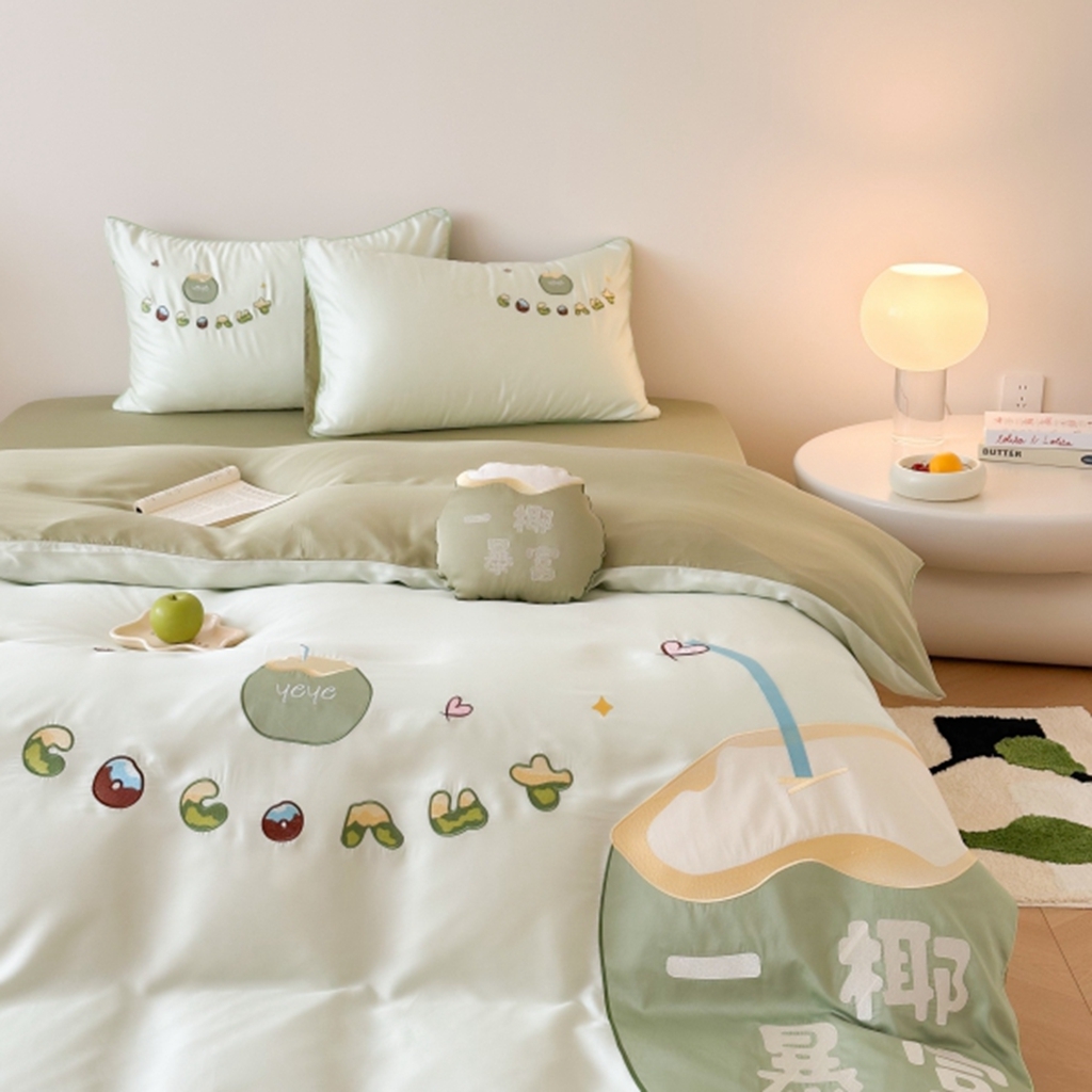 91家纺网 家纺一手货源 找家纺 （总）西西家居 2025新款LF60支奥地利兰精天丝四件套-一椰暴富