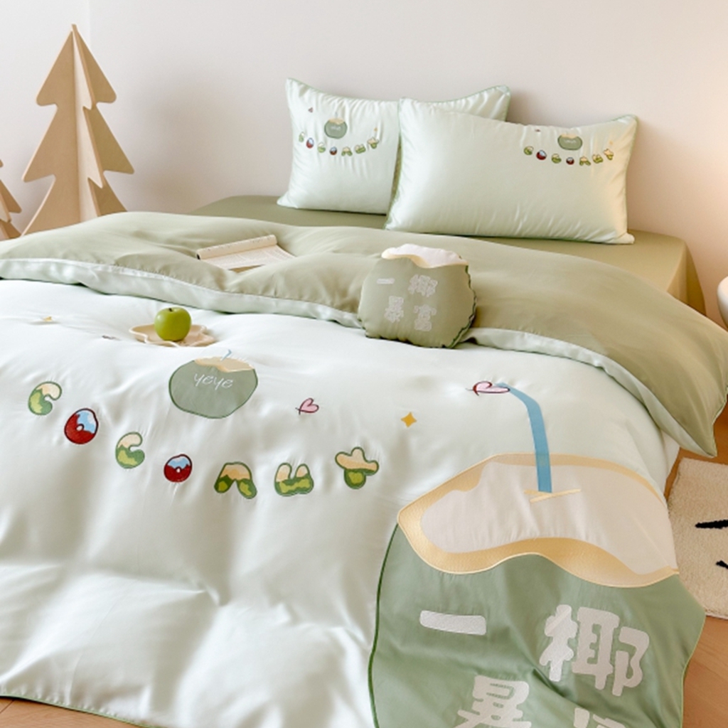 91家纺网 家纺一手货源 找家纺 （总）西西家居 2025新款LF60支奥地利兰精天丝四件套-一椰暴富