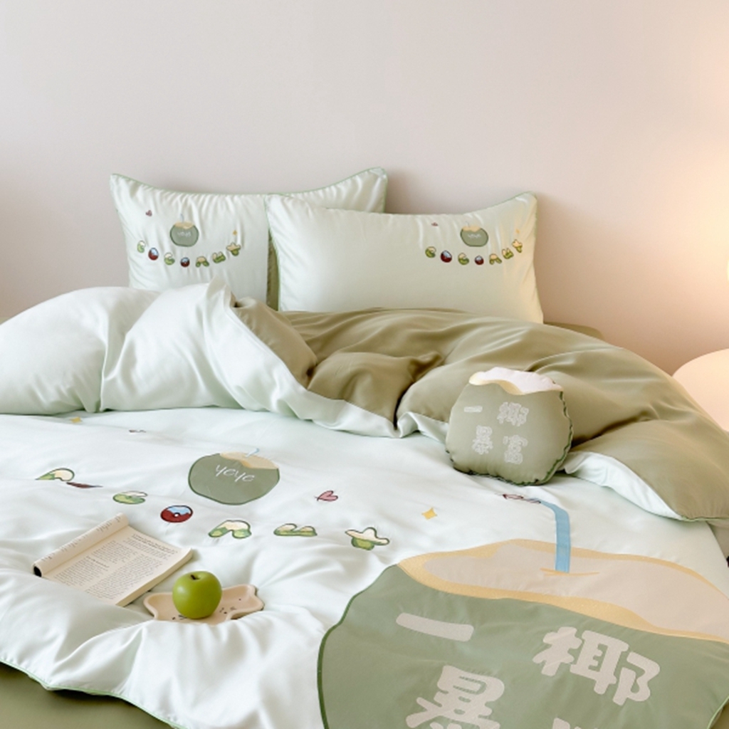 91家纺网 家纺一手货源 找家纺 （总）西西家居 2025新款LF60支奥地利兰精天丝四件套-一椰暴富