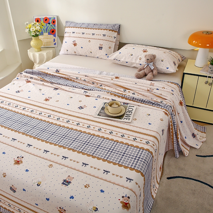 91家纺网 家纺一手货源 找家纺 爱彼家纺 2025夏季新款华夫格全棉纯棉老粗床单凉席席子-系列五 华夫格-童话世界