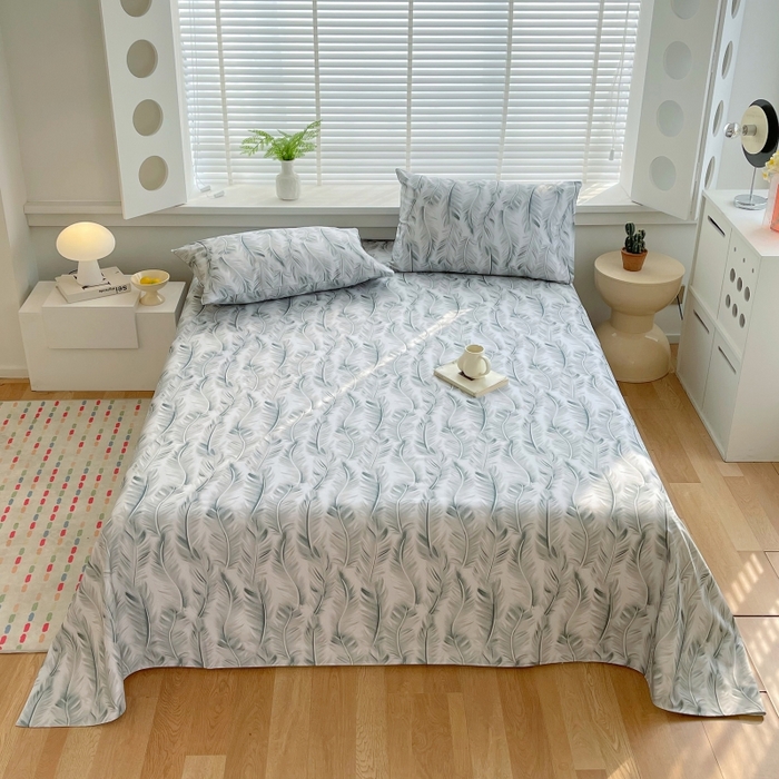 91家纺网 家纺一手货源 找家纺 爱彼家纺 2025夏季新款华夫格全棉纯棉老粗床单凉席席子-系列五 华夫格-羽毛-灰