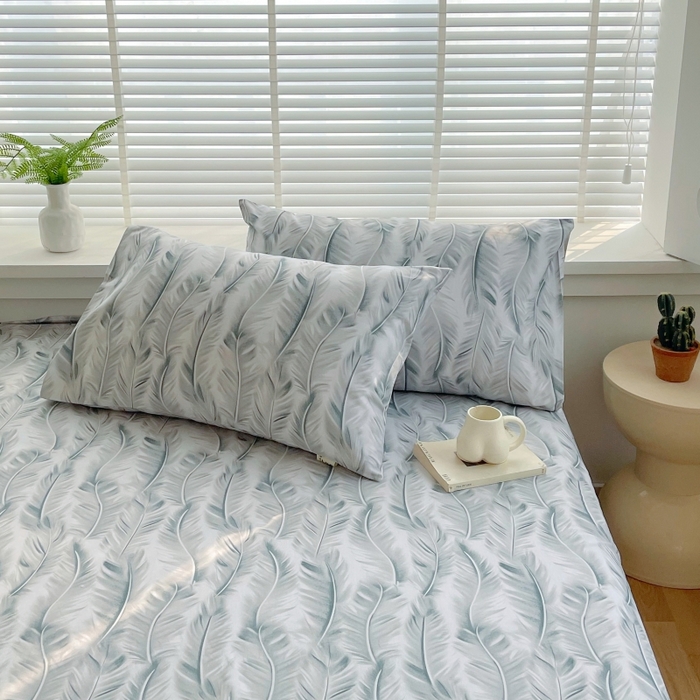 91家纺网 家纺一手货源 找家纺 爱彼家纺 2025夏季新款华夫格全棉纯棉老粗床单凉席席子-系列五 华夫格-羽毛-灰