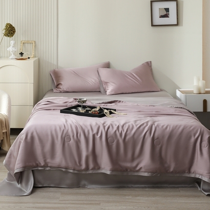91家纺网 家纺一手货源 找家纺 （总）眷恋家纺 2025春夏新款双拼纯色60天丝夏被四件套