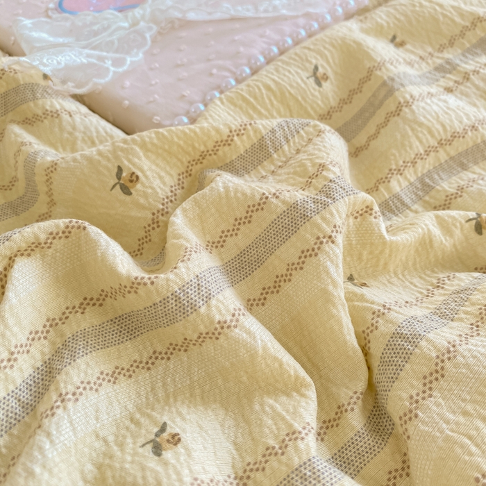 91家纺网 家纺一手货源 找家纺 大麦家纺 2025新款云感双层纱花边夏被四件套 温馨午后