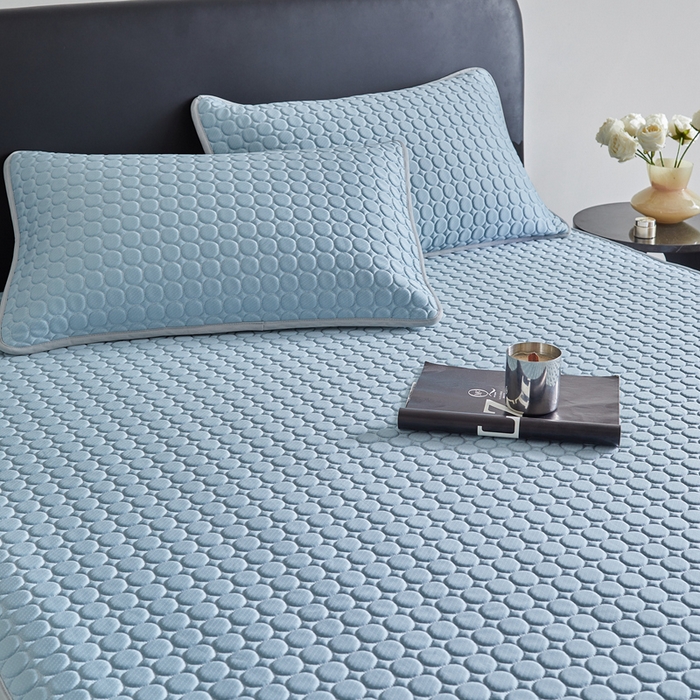 91家纺网 家纺一手货源 找家纺 傲蕾良品 2025新款雪精灵极爽冰丝硅胶凉席 湖水蓝