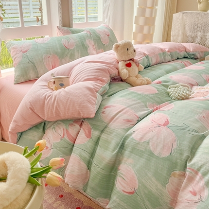 壹号库 2025新款A类提花有氧彩竺绵四件套 莱茵河畔