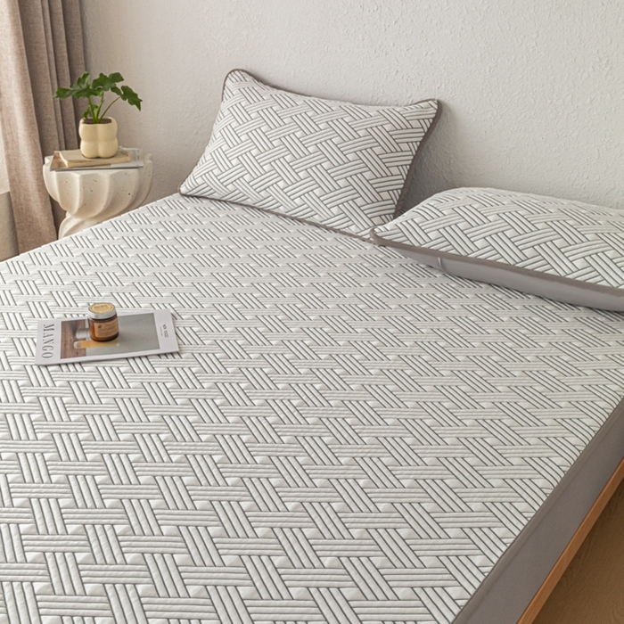 91家纺网 家纺一手货源 找家纺 欧邦 2025新款加厚PE中分子凉感豆豆软席极简系列 极简-灰【床笠款】