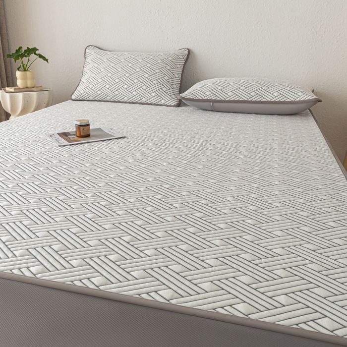 91家纺网 家纺一手货源 找家纺 欧邦 2025新款加厚PE中分子凉感豆豆软席极简系列 极简-灰【床笠款】