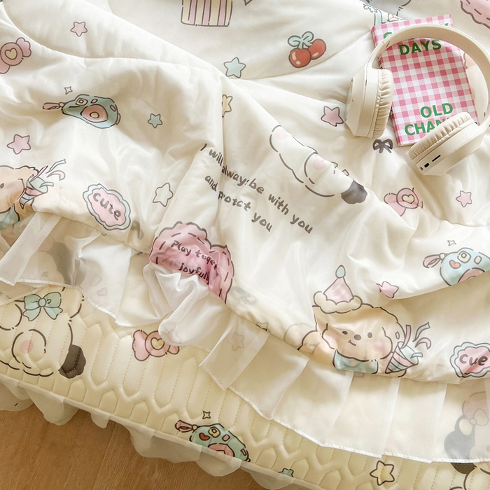 91家纺网 家纺一手货源 找家纺 沐慕 2025新款床裙款凉感丝凉席三件套 床裙-好伙伴