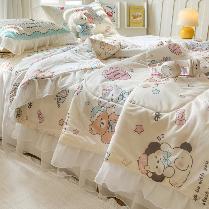 91家纺网 家纺一手货源 找家纺 沐慕 2025新款床裙款凉感丝凉席三件套 床裙-好伙伴