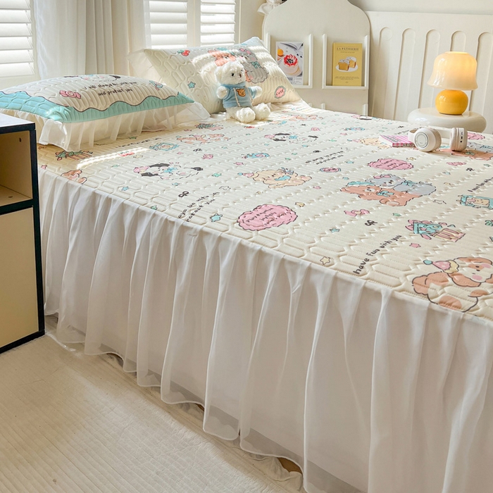 91家纺网 家纺一手货源 找家纺 沐慕 2025新款床裙款凉感丝凉席三件套 床裙-好伙伴