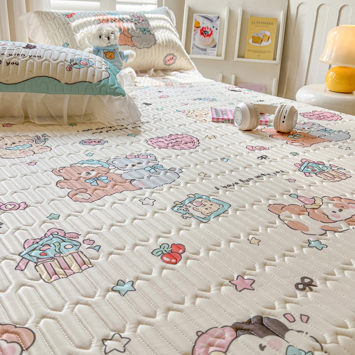 91家纺网 家纺一手货源 找家纺 沐慕 2025新款床裙款凉感丝凉席三件套 床裙-好伙伴