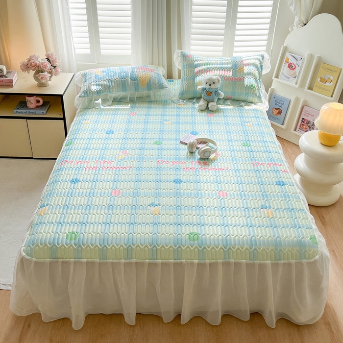 91家纺网 家纺一手货源 找家纺 （总）沐慕 2025新款床裙款凉感丝凉席夏被四件套