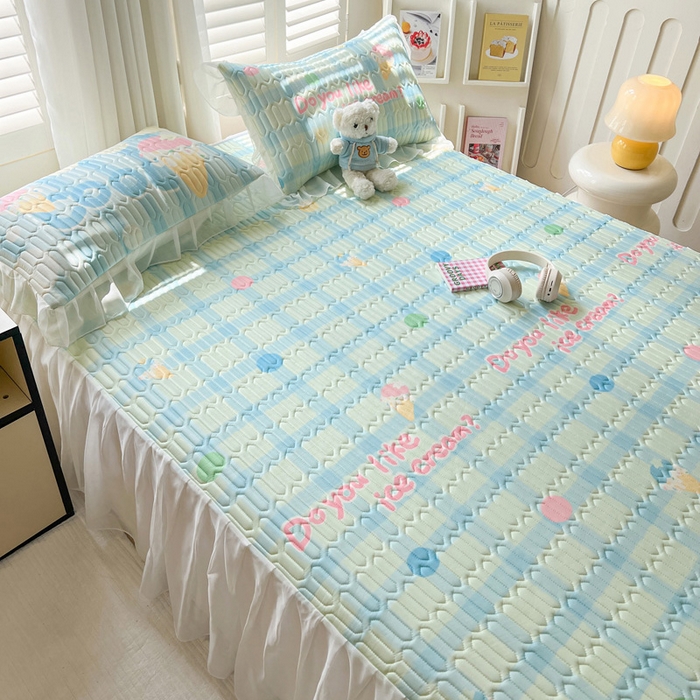 91家纺网 家纺一手货源 找家纺 （总）沐慕 2025新款床裙款凉感丝凉席夏被四件套