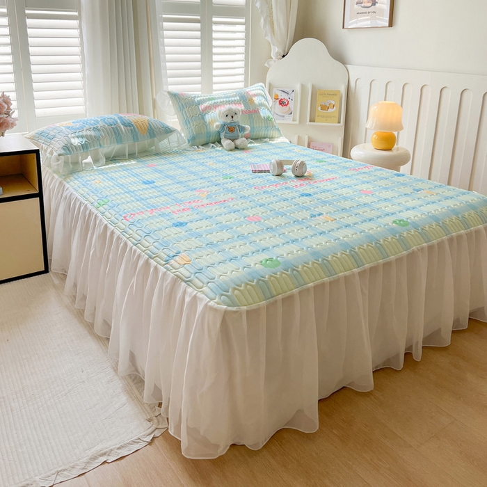 91家纺网 家纺一手货源 找家纺 （总）沐慕 2025新款床裙款凉感丝凉席夏被四件套