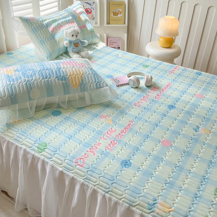 91家纺网 家纺一手货源 找家纺 （总）沐慕 2025新款床裙款凉感丝凉席夏被四件套